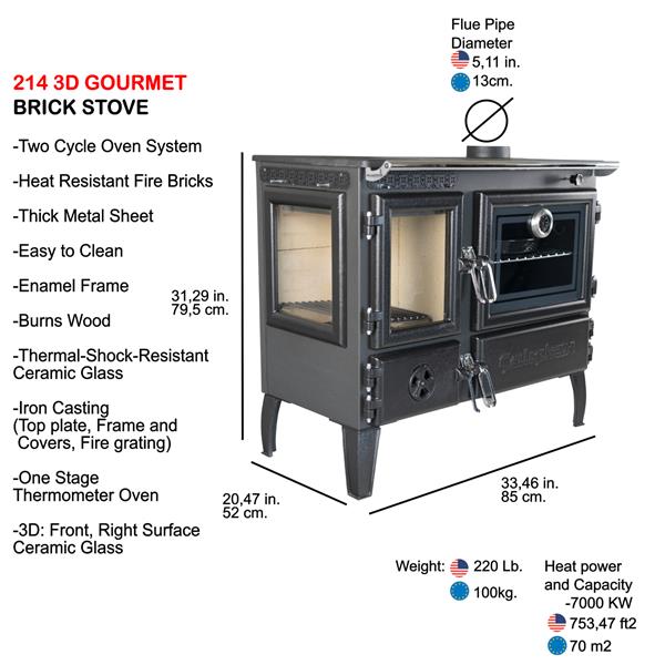 CALISKAN 214 3D / GOURMET FIREPLACE COOKSTOVE 