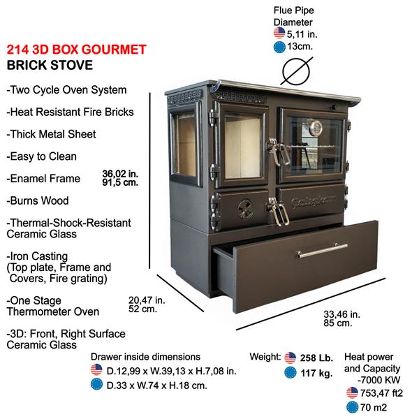 CALISKAN 214 3D BOX / GOURMET FIREPLACE COOKSTOVE 